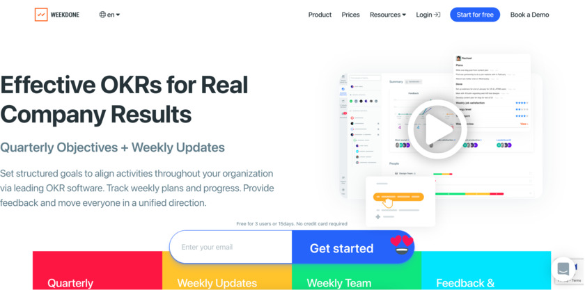 Weekdone Landing Page