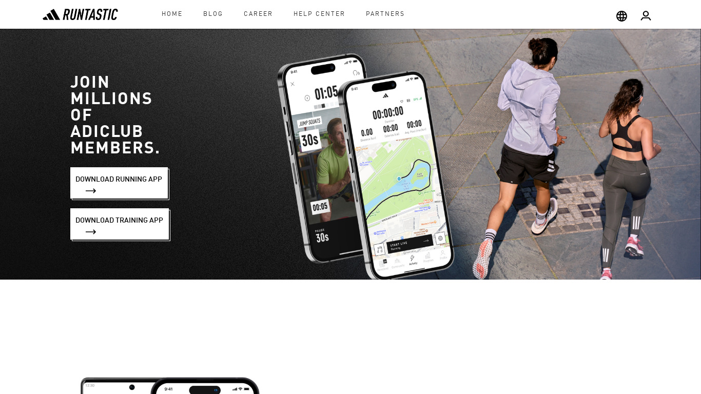 Runtastic Landing page