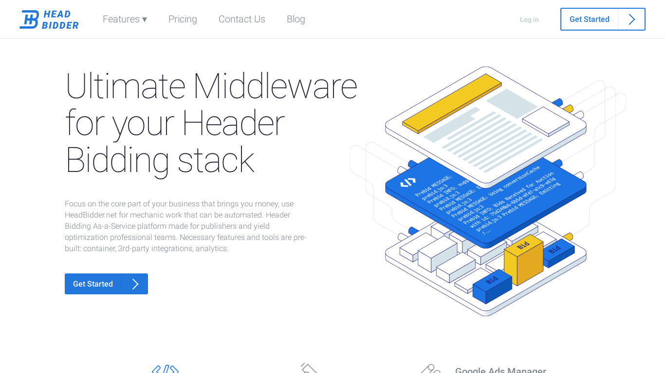 HeadBidder Landing page