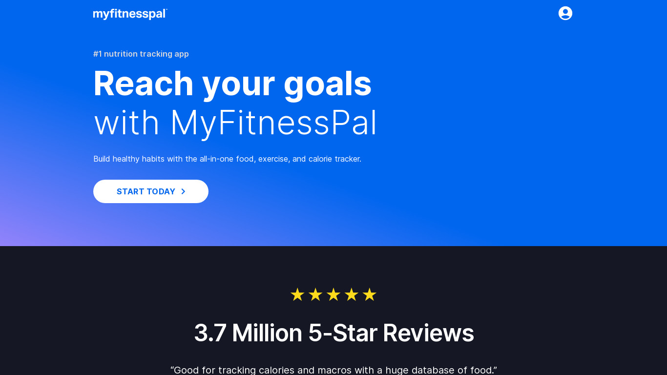 MyFitnessPal Landing page