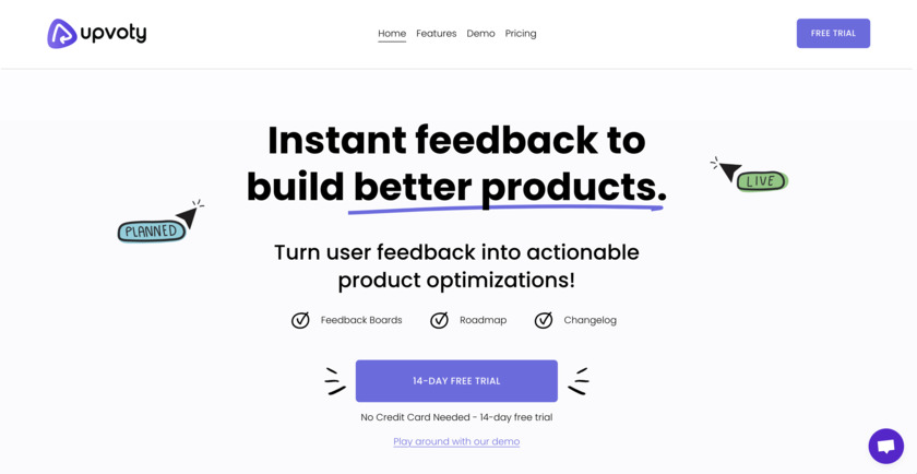 Upvoty Landing Page