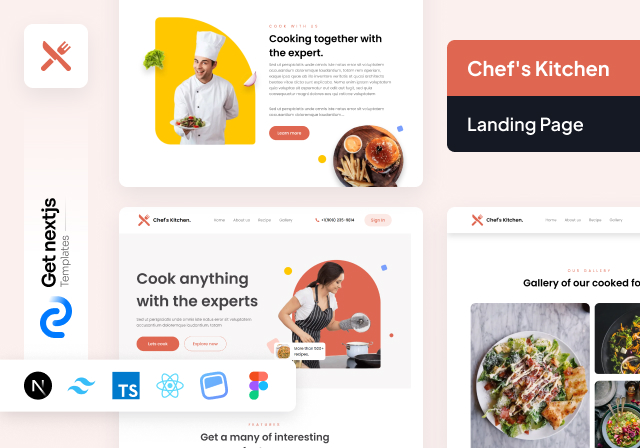 GetNextJsTemplates Chef's Kitchen Free NextJs Landing Page Template