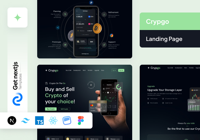 GetNextJsTemplates Latest NextJs Landing Page for Free Crypto Platforms
