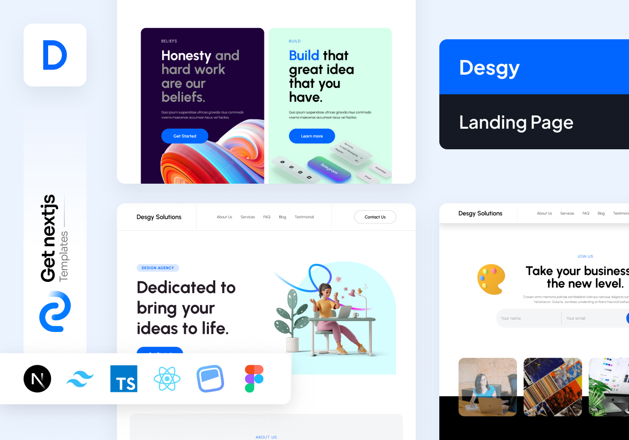 GetNextJsTemplates Desgy Nextjs Free Landing Page Template