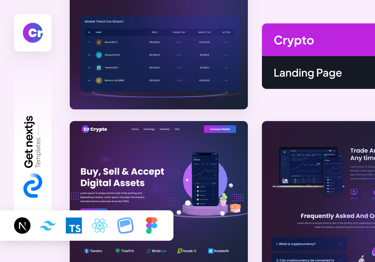 GetNextJsTemplates Crypto Free NextJs Landing Page Template with Tailwind CSS Headless UI