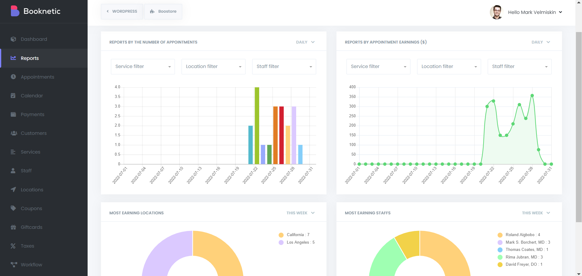 Booknetic Admin panel - Reports