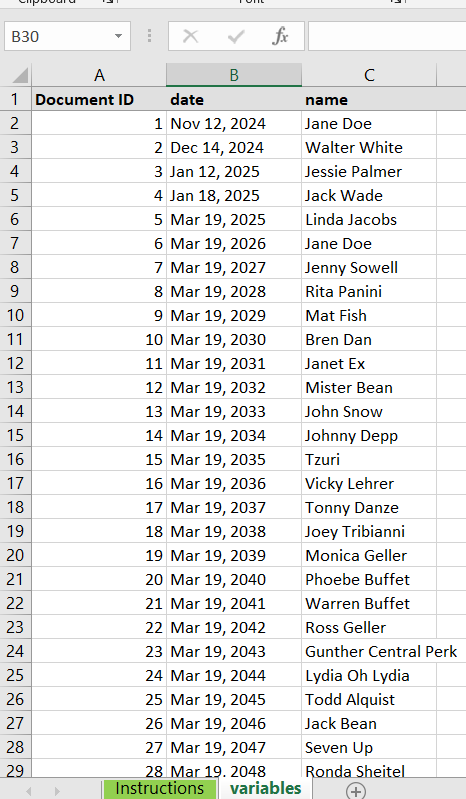 Doxy.ink Excel Example