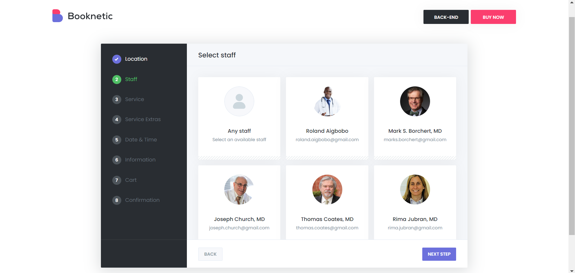 Booknetic Booking form - Staff step