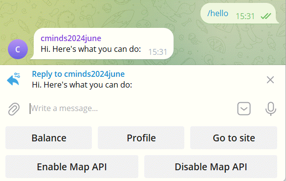 CreativeMinds WordPress Telegram Bot Plugin Custom Keyboard Buttons Example