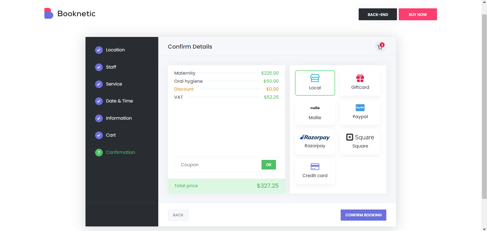 Booknetic Booking form - Confirmation step