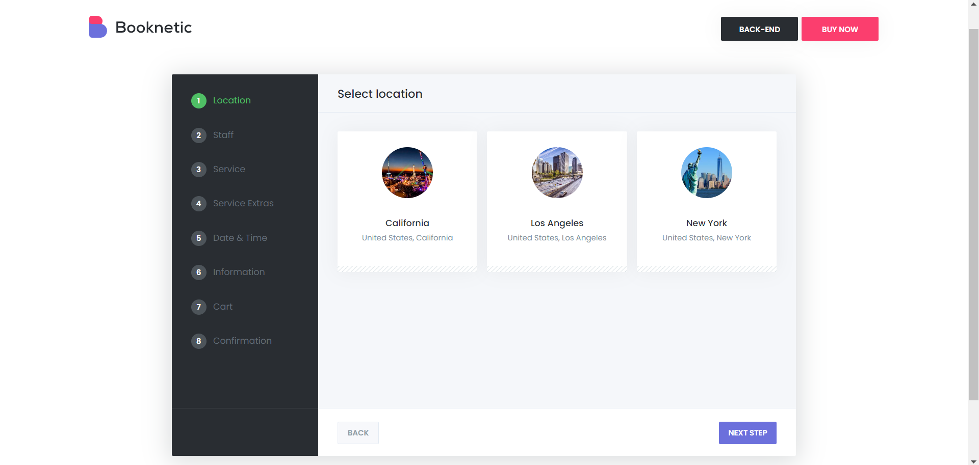 Booknetic Booking form - Location step